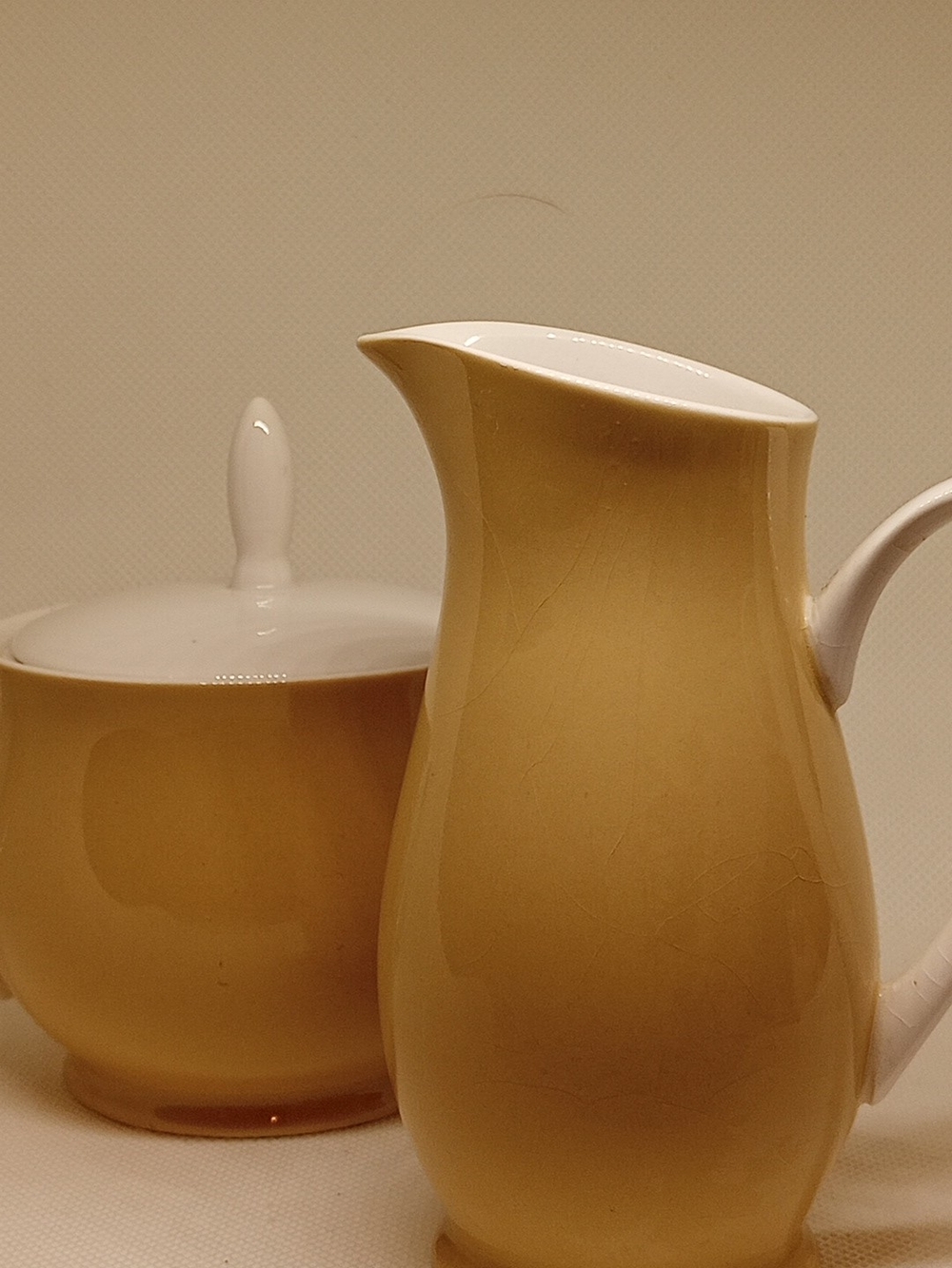 Ceramic Beige Creamer and Sugar Bowl Set